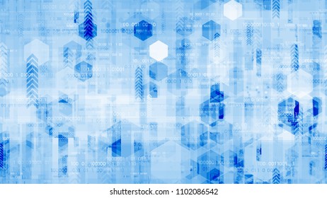 Futuristic Big Data Geometric Background with Binary Code. Innovation Engineering Texture. Hacking Software Encryption Pattern. Poster, Advertising Design Background.