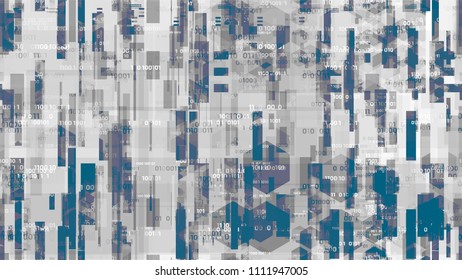 Futuristic Big Data Geometric Background with Binary Code. Hi Tech Global Hacker Network Texture. Scientific Futuristic Grunge Pattern. Screen, Cover Design Background.