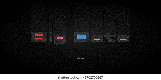 Fondo de flujo de partículas de Big Data con flujos de datos coloridos y ruido digital abstracto. Anuncio tecnológico conceptual para análisis de IA, visualización de datos y proyectos de aprendizaje automático.