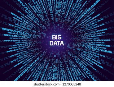 Futuristic Big Data Technology Concept Art and Visualization. Abstract background with big data concept art. Illustrates advanced visualization in a dynamic vector composition.