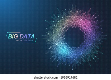 Futuristic big data visualization array digital presentation on the business analytics concept. Bigdata abstract vector background. Glow fractal shape network