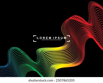 Tecnología digital de fondo negro futurista, patrón moderno de gradiente de arco iris, información cibernética nano, comunicación abstracta, innovación de datos de tecnología futura, conexión de velocidad de red de Internet.