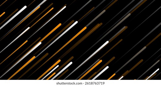 Futuristic black background with dynamic horizontal streaks in orange, white, and gray tones, creating a sleek, fast, and energetic visual effect perfect for tech or sci-fi themes.