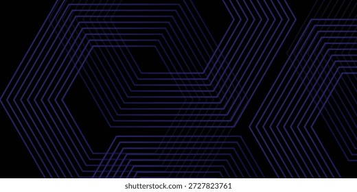Futuristic Black Background with Electric Blue Linear Hexagons