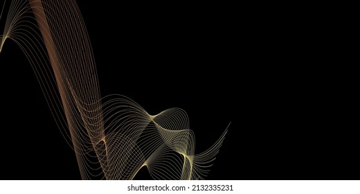 Futuristic black background with gold lines