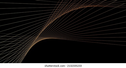 Futuristic black background with gold lines