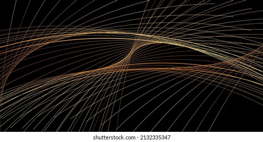 Futuristic black background with gold lines