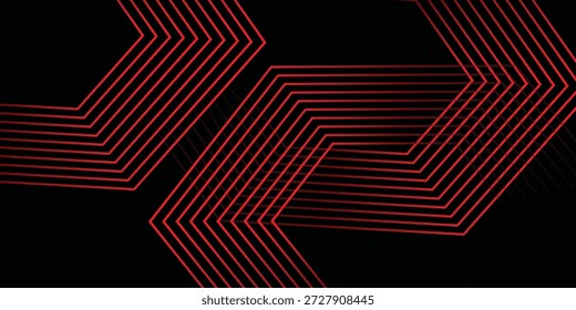 Fondo negro futurista con geometría lineal roja intensa