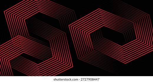 Fondo negro futurista con geometría lineal roja intensa