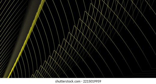 Futuristic black background with yellow lines