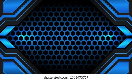 fondo de juego negro y azul futurista. diseño de banner deportivo, afiche, publicidad, promoción
