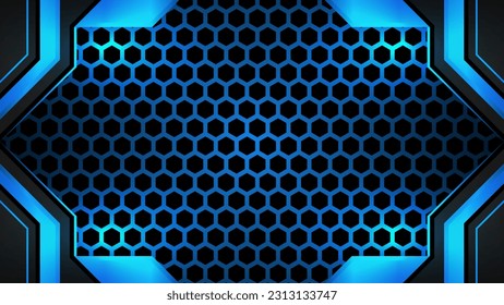 fondo de juego negro y azul futurista. diseño de banner deportivo, afiche, publicidad, promoción