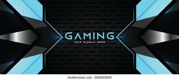 Futuristic Black Blue Gaming Banner Design Stock Vector (Royalty Free ...