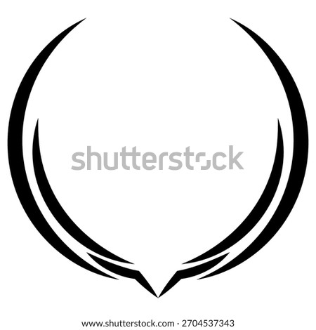 Futuristic black circular frame with open top, featuring dynamic, layered lines at the base. Ideal vector template for modern tech logos, gaming avatars, and powerful corporate branding.
