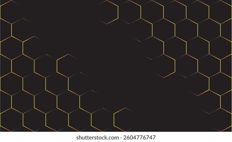 Futuristic Black and Gold Hexagonal Background Design