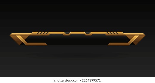 Futuristic black and gold lower third game gui screen title banner template