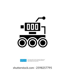 Futuristic Black Icon Of A Robotic Exploration Vehicle Designed For Space Science And Technology Implementation