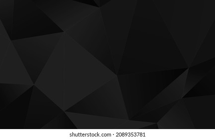 Futuristic black low poly background, abstract geometric rumpled triangular style. vector illustration graphic design background template.