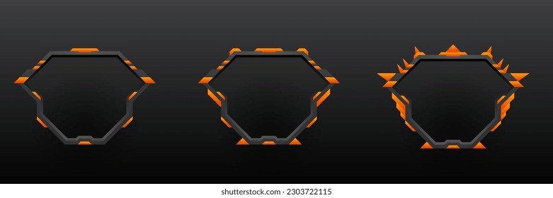 Futuristic black and orange color border game gui avatar banner frame template