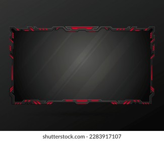 Futuristic black and red game overlay screen panel for live video streaming and broadcasting