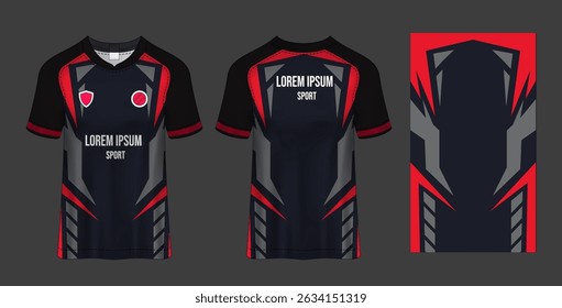Futuristic Black and Red Gaming Jersey Design