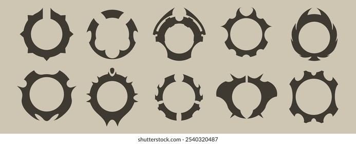 Futuristic black ring with horned edges, designed as an avatar frame for a demonic, edgy profile. Ideal for mythical and scifi inspired user interfaces.