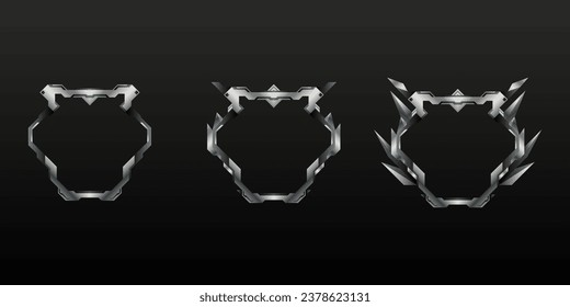 Futuristic Black and Silver Border Game Avatar Banner Abstract Style Frame Template for Game UI Design
