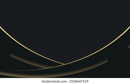 Futuristic black technology background with orange neon lines. Glowing vector banner design