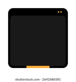 Futuristic Black UI Panel with Orange Highlights. Minimal Tech Interface Element in Dark Mode Style