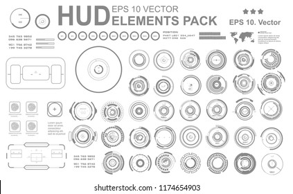 Futuristic black and white HUD, virtual touch user interface virtual reality technology screen