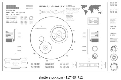 Futuristic black and white HUD, virtual touch user interface virtual reality technology screen