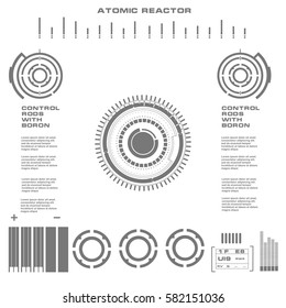 Futuristic black and white HUD, virtual touch user interface in flat design