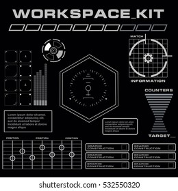 Futuristic black and white virtual graphic touch user interface