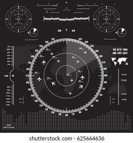 Futuristic black and white virtual graphic touch user interface
