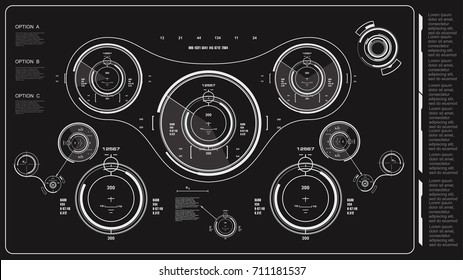 Futuristic black and white virtual graphic touch user interface, target