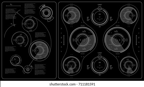 Futuristic black and white virtual graphic touch user interface, target