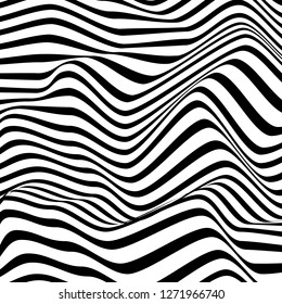 Futuristic black and white wavy fluctuated  background. EPS10 editable vector file.