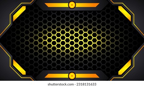 futuristic black and yellow gaming background. design of sport banner, poster, advertisement, promotion