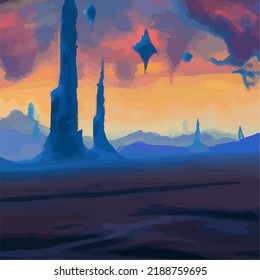 A futuristic bleak and desolate post apocalyptic landscape