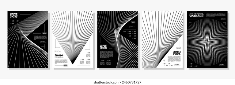 Futuristic blend line abstract shape cover design set