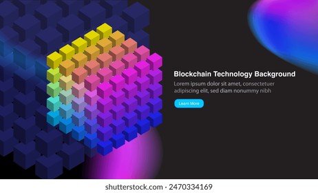 Futuristic Blockchain Technology Concept Banner and Background, Big Data, AI, artificial intelligence, Deep Learning and Edge Computing. Vector