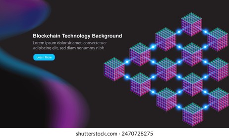 Futuristic Blockchain Technology Concept Banner and Background, Big Data, AI, artificial intelligence, Deep Learning and Edge Computing. Vector