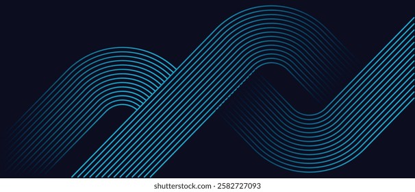Futuristic blue abstract background with glowing geometric lines. Modern shiny blue lines pattern. Futuristic technology concept. Suit for cover, poster, presentation, website	
