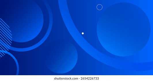 Futuristic blue abstract background with overlapping circles, gradient tones, and striped patterns. Modern design for technology, digital, or corporate themes. Vector EPS10.
