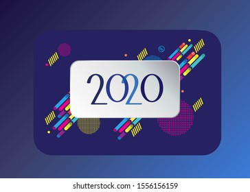 Futuristic blue abstract geometric background, dynamic vector template 2020 New Year Christmas Festival Brazilian Carnival card Business flyer poster template Winter Holiday gift banner web media post
