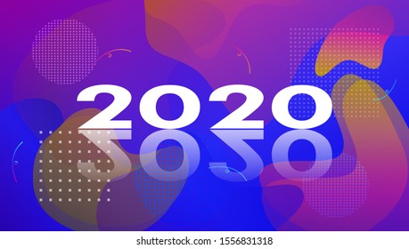 Futuristic blue abstract geometric background, dynamic vector template 2020 New Year European Festival Brazilian Carnival card Business flyer poster template Winter Holiday gift banner web media post