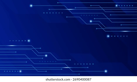 Futuristische blaue KI-Technologie Hintergrund mit abstrakter digitaler Schaltung und Datenfluss