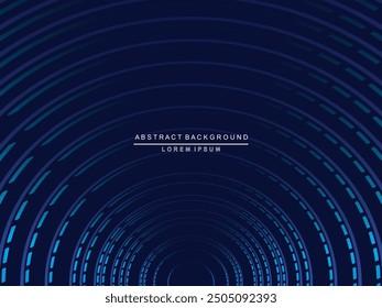 Tecnología digital de fondo azul futurista, patrón circular de gradiente, información cibernética nano, comunicación abstracta, innovación de datos de tecnología futura, conexión de velocidad de red de Internet.