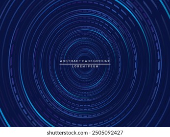 Tecnología digital de fondo azul futurista, patrón circular de gradiente, información cibernética nano, comunicación abstracta, innovación de datos de tecnología futura, conexión de velocidad de red de Internet.
