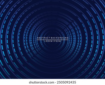 Tecnología digital de fondo azul futurista, patrón circular de gradiente, información cibernética nano, comunicación abstracta, innovación de datos de tecnología futura, conexión de velocidad de red de Internet.